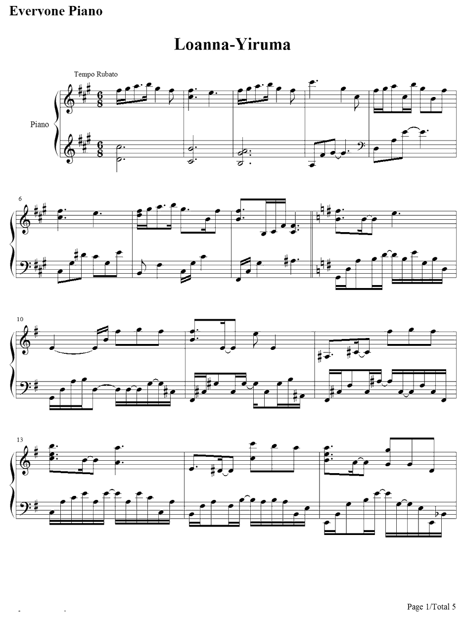 Loanna钢琴谱-李闰珉1