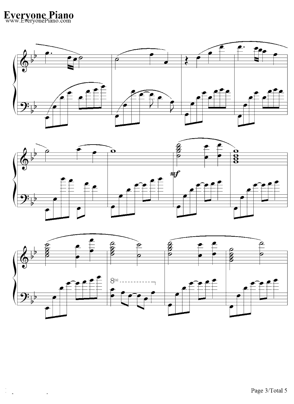 Hinata VS Neji钢琴谱-火影忍者原声3