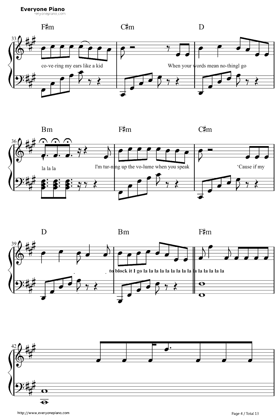 La La La钢琴谱-NaughtyBoyft.SamSmith4