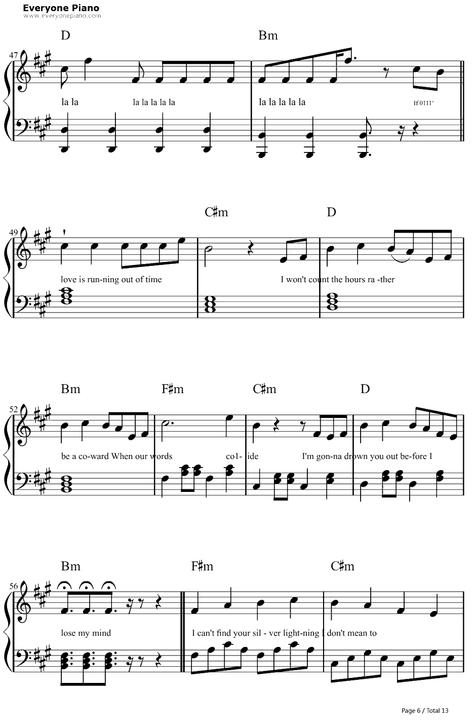 La La La钢琴谱-NaughtyBoyft.SamSmith6