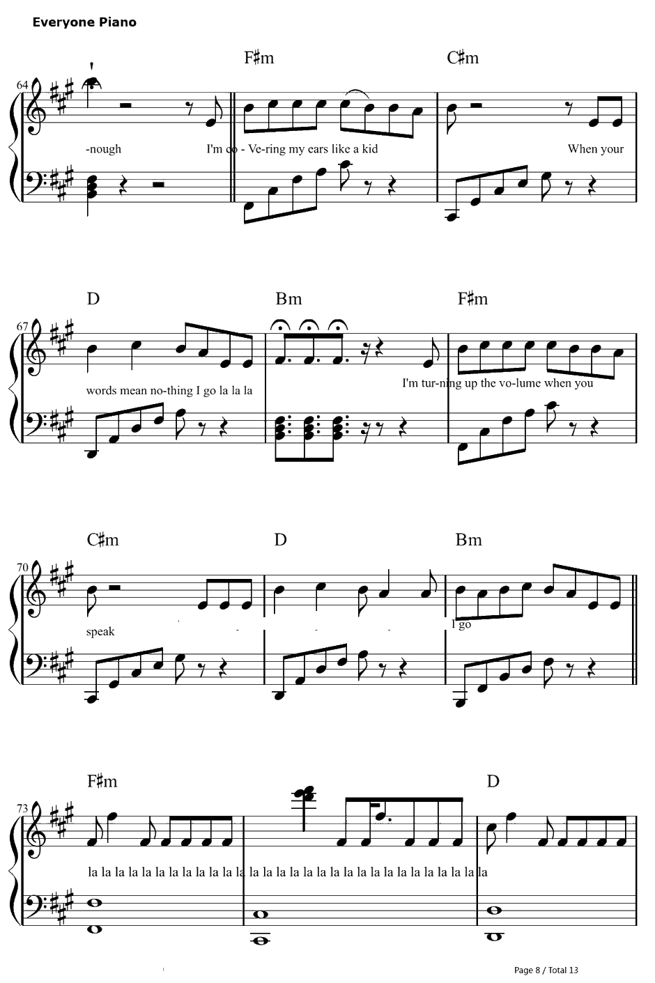 La La La钢琴谱-NaughtyBoyft.SamSmith8