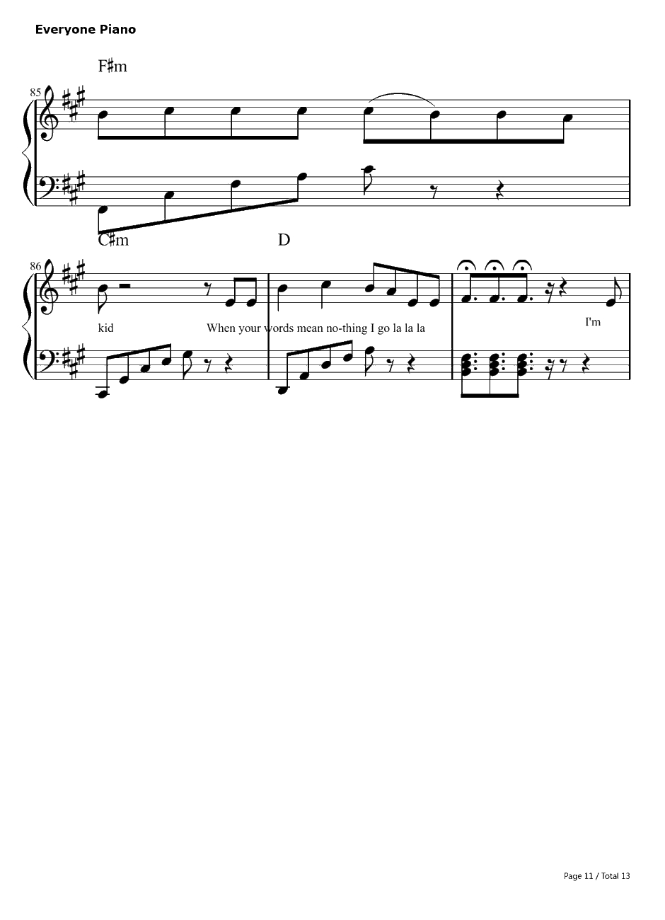 La La La钢琴谱-NaughtyBoyft.SamSmith11