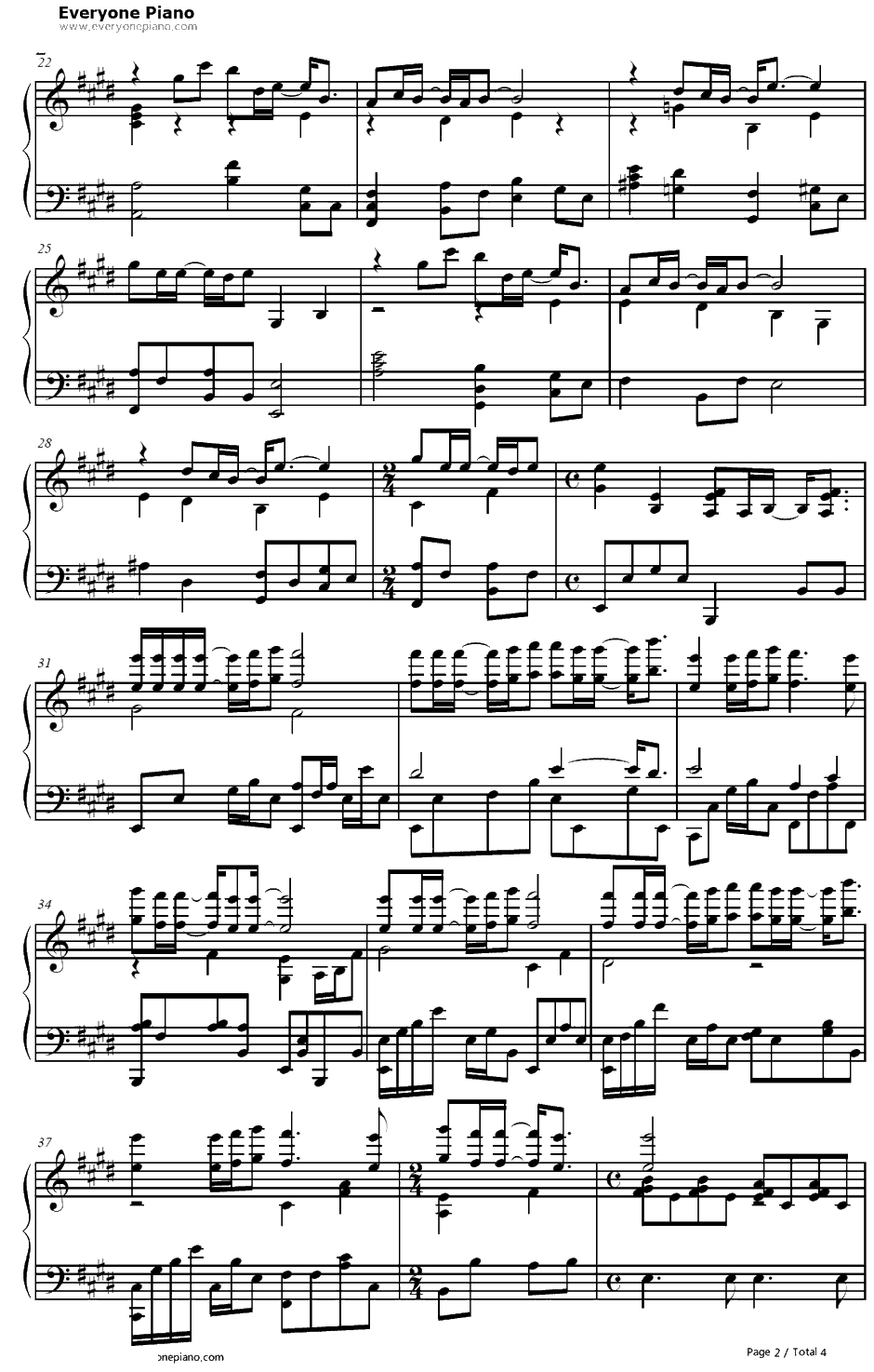 セレナーデ钢琴谱-冈崎律子-水果篮子ED2