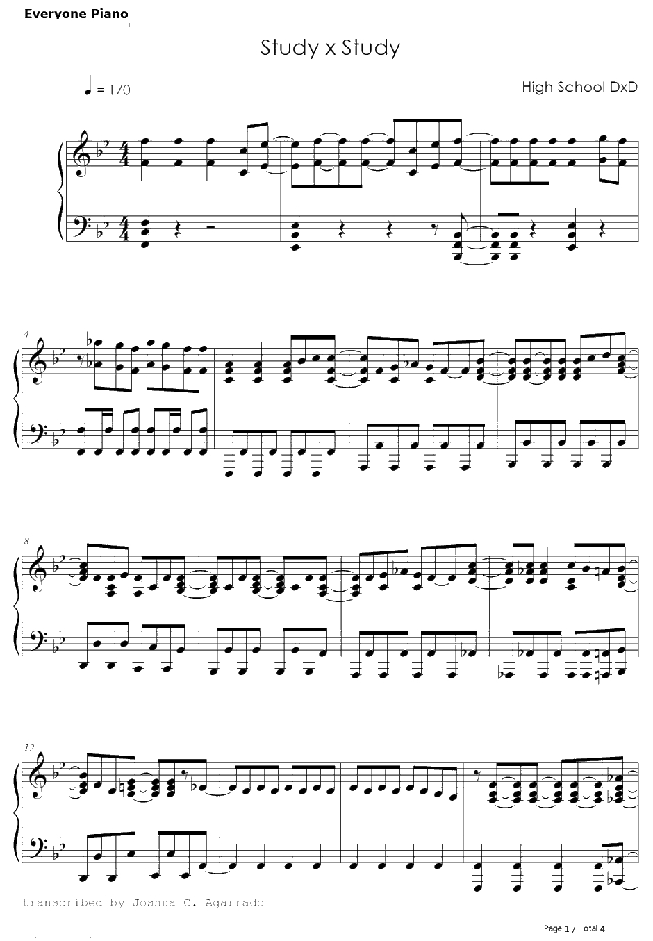 STUDY×STUDY钢琴谱-StylipS-恶魔高校D×DED1