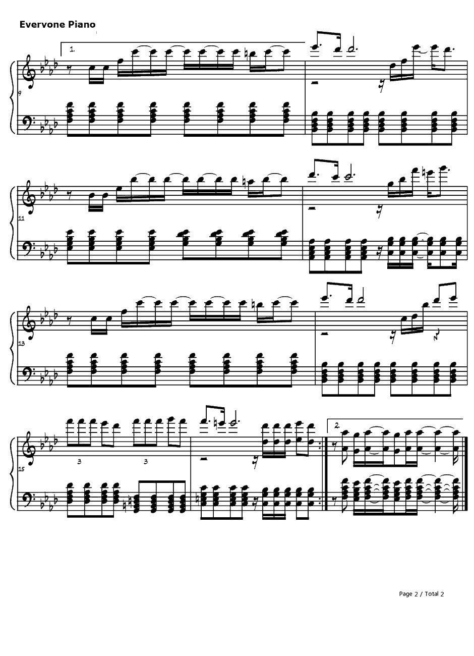 目覚め钢琴谱-若草恵-棋魂BGM2