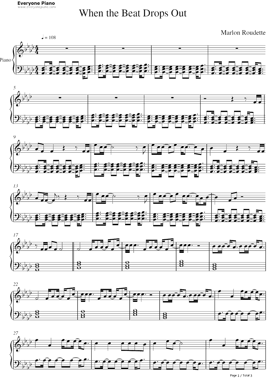 When the Beat Drops Out钢琴谱-MarlonRoudette1