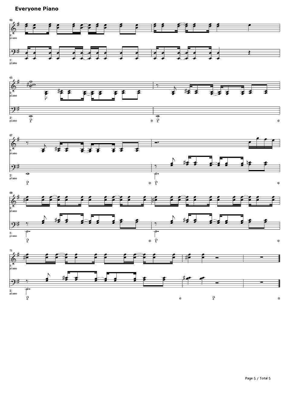 ボーナスステージ钢琴谱-镜音リンレン-オワタP5