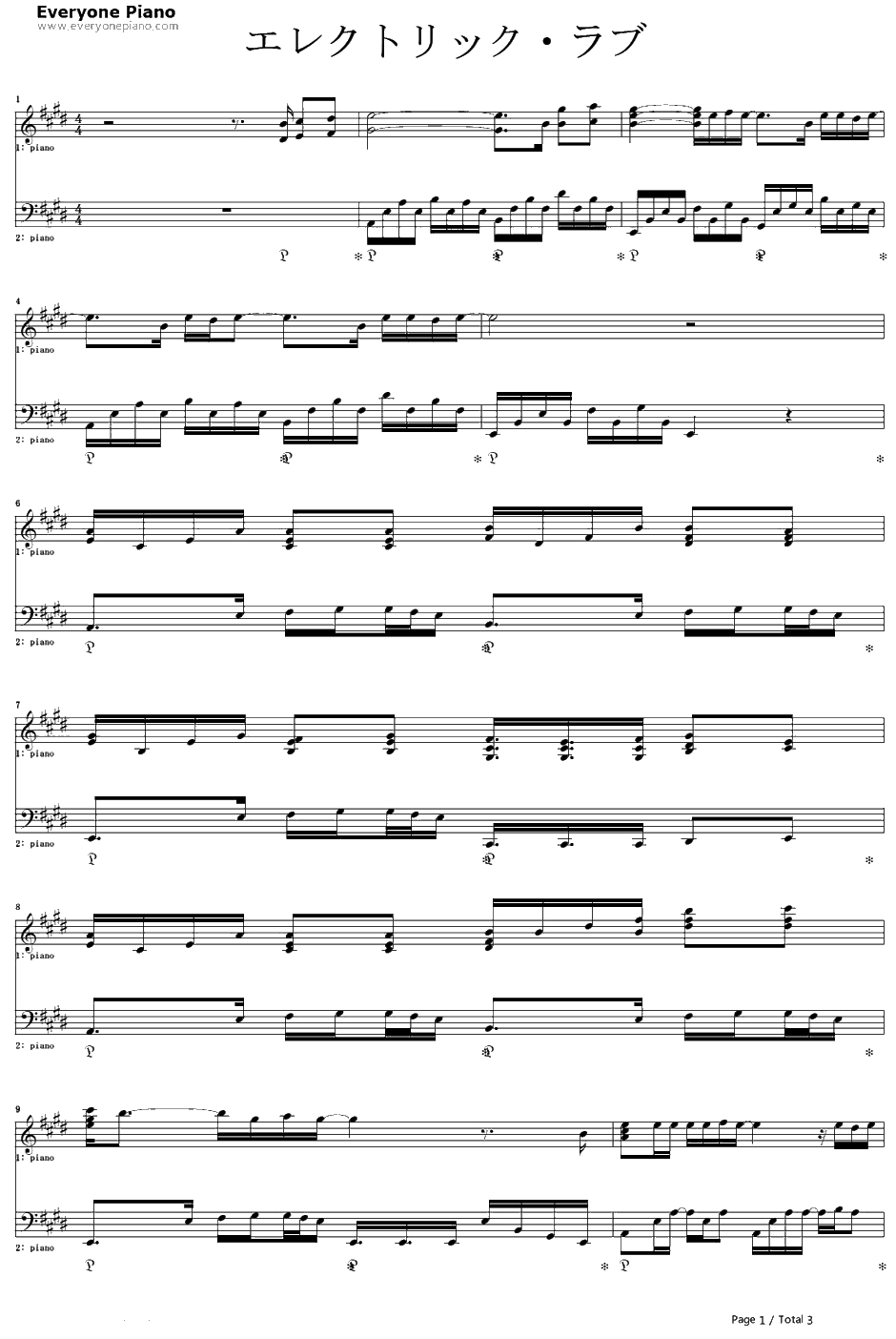 エレクトリック・ラブ钢琴谱-八王子P-初音ミク1