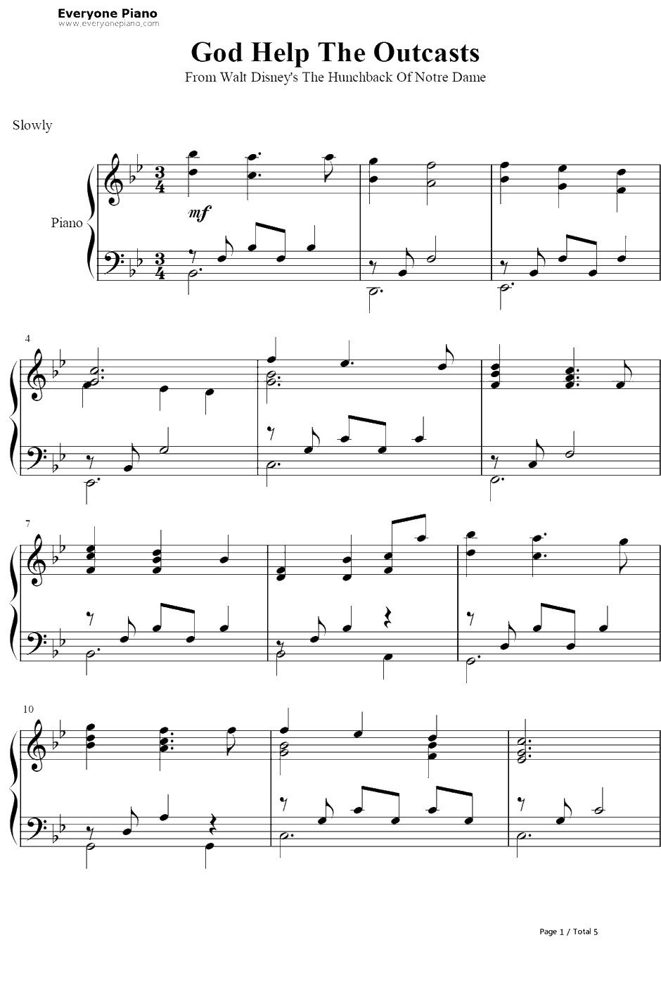 God Help The Out casts钢琴谱-AlanMenken-钟楼怪人主题曲1