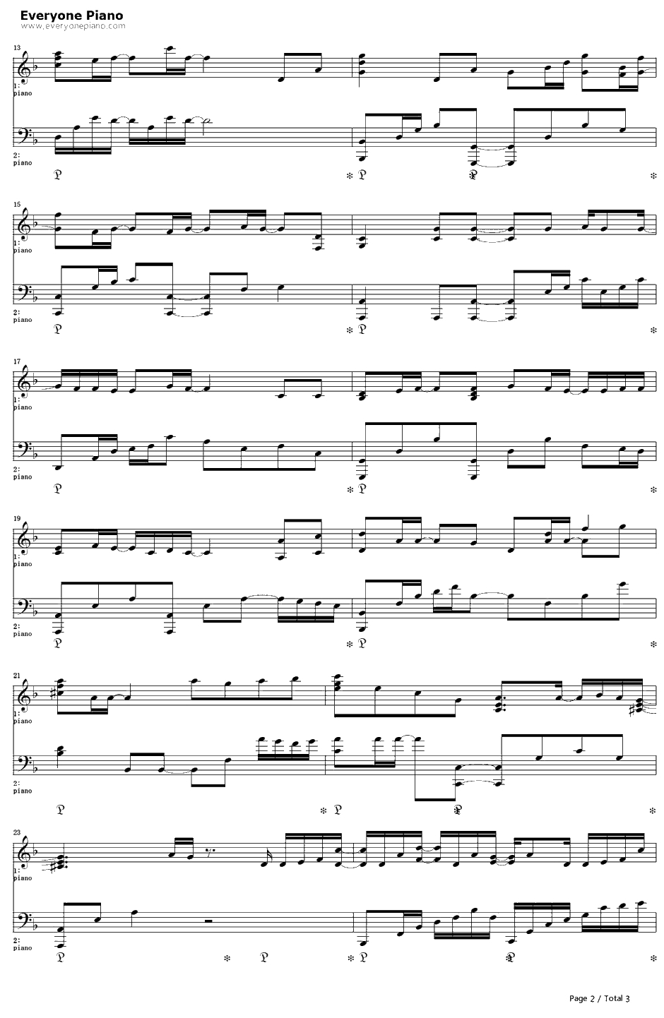 白雪姫钢琴谱-Flower　-我们都是死人主题曲　2