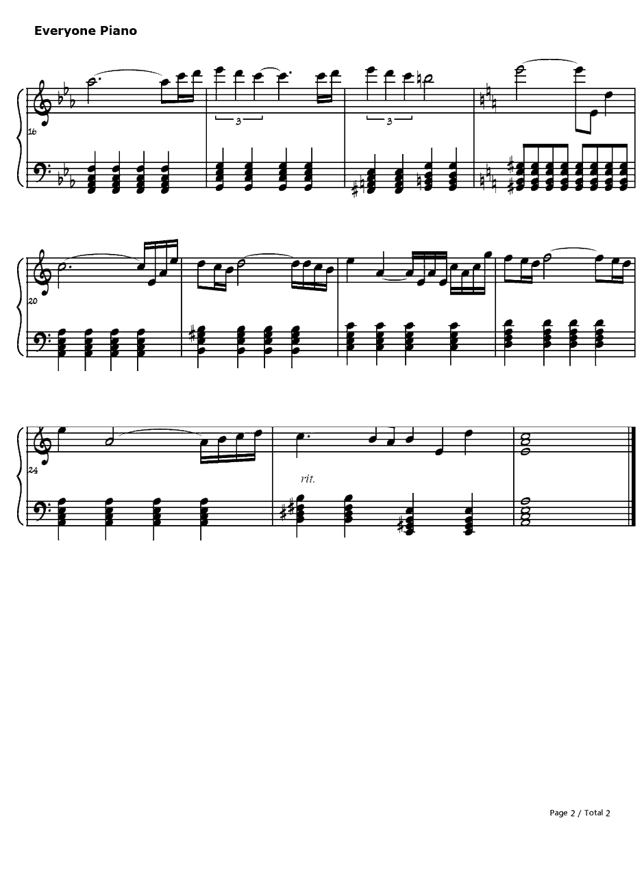 宿敌钢琴谱-若草惠-棋魂OST2