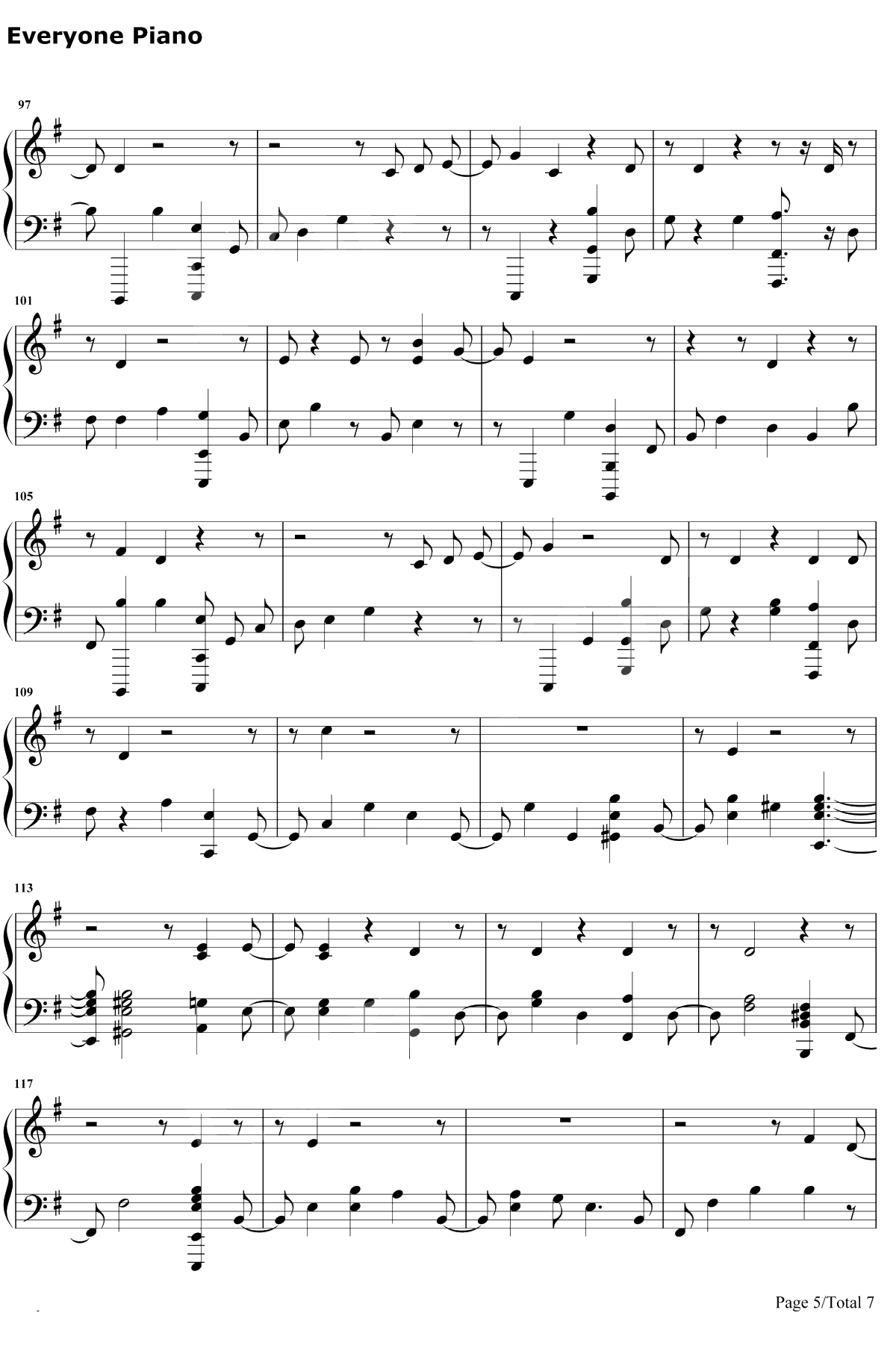 No Peace钢琴谱-Sam Smith/YEBBA5