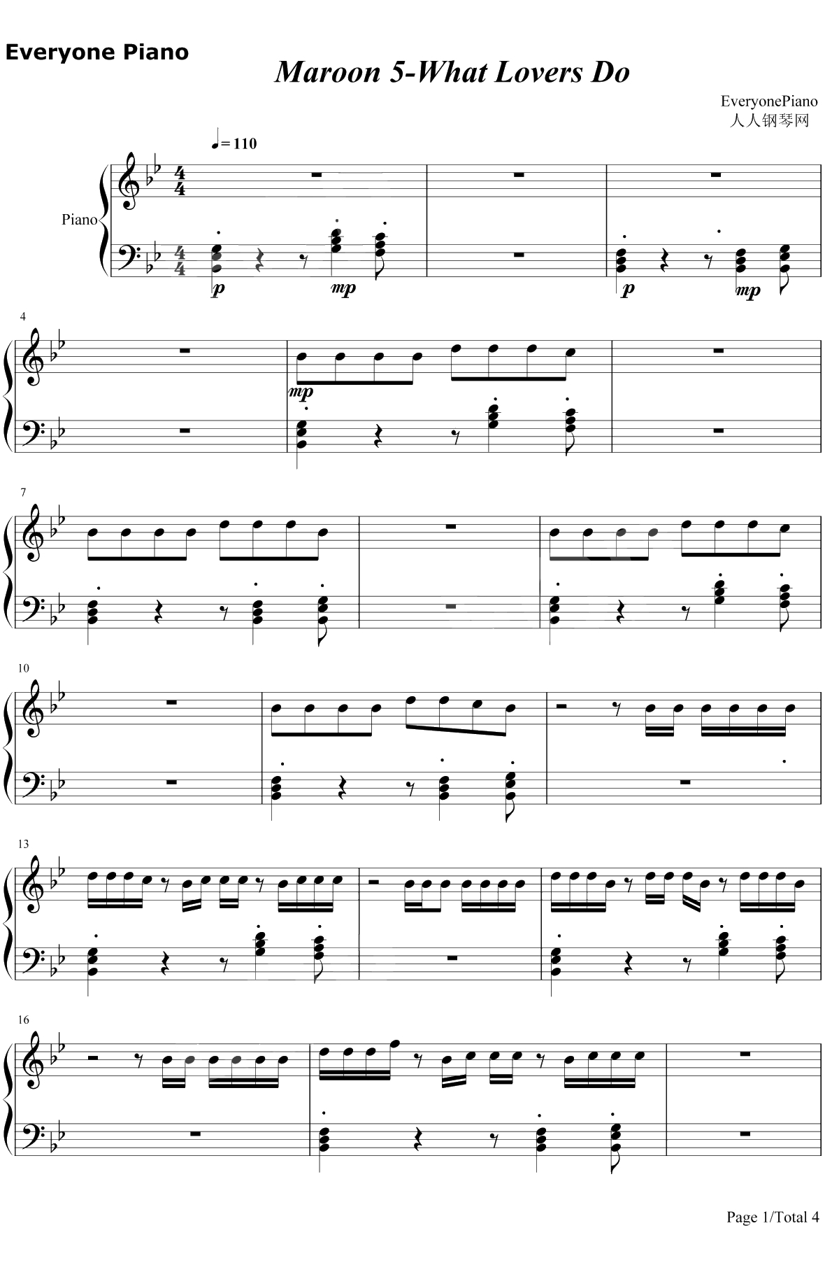 What Lovers Do钢琴谱-Maroon 5/SZA1