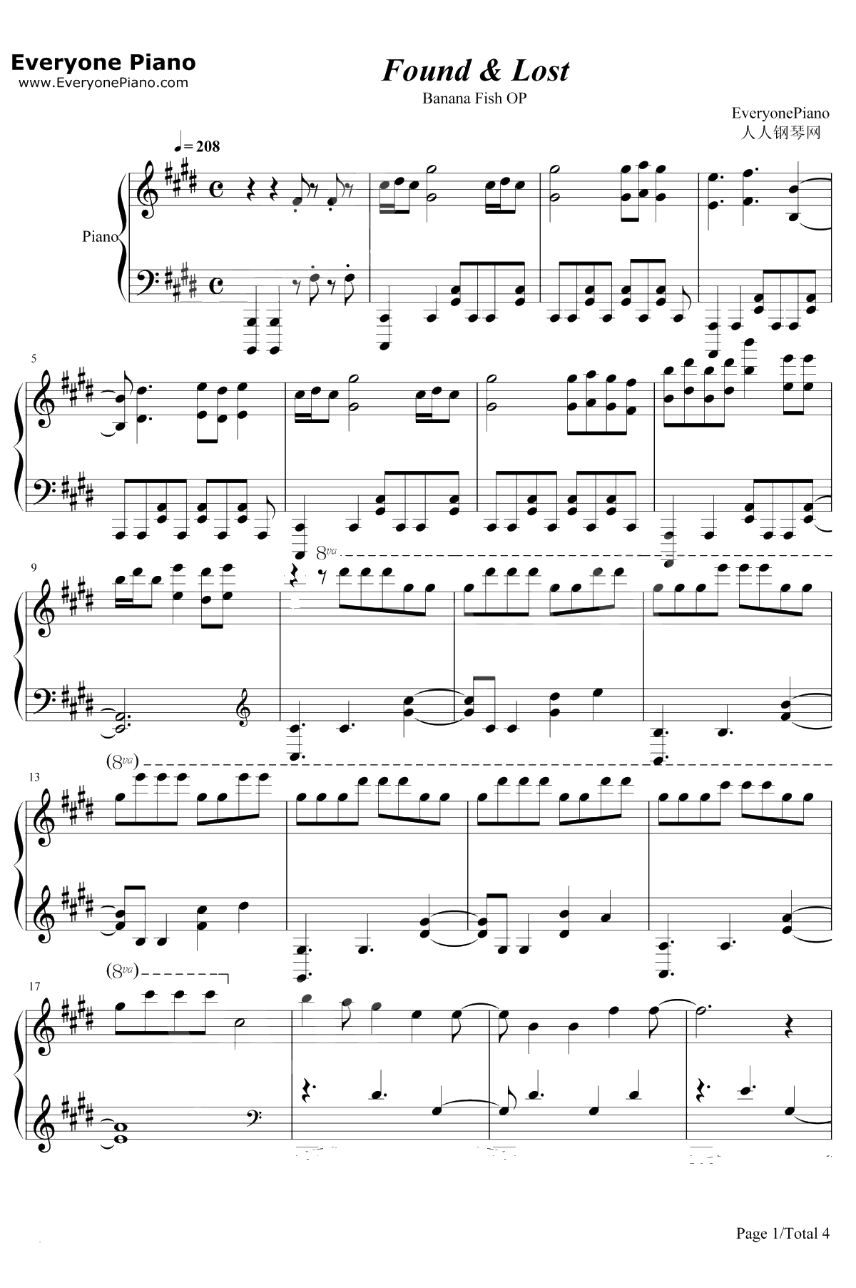 Found & Lost钢琴谱-Survive Said The Prophet1