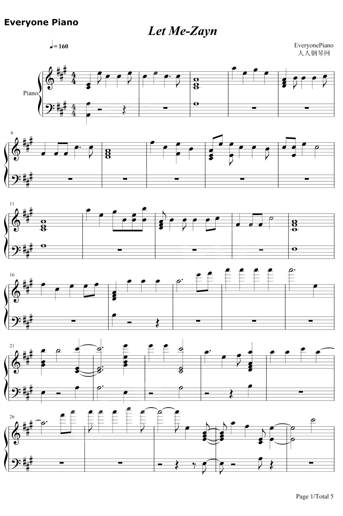 Let Me钢琴谱-Zayn1