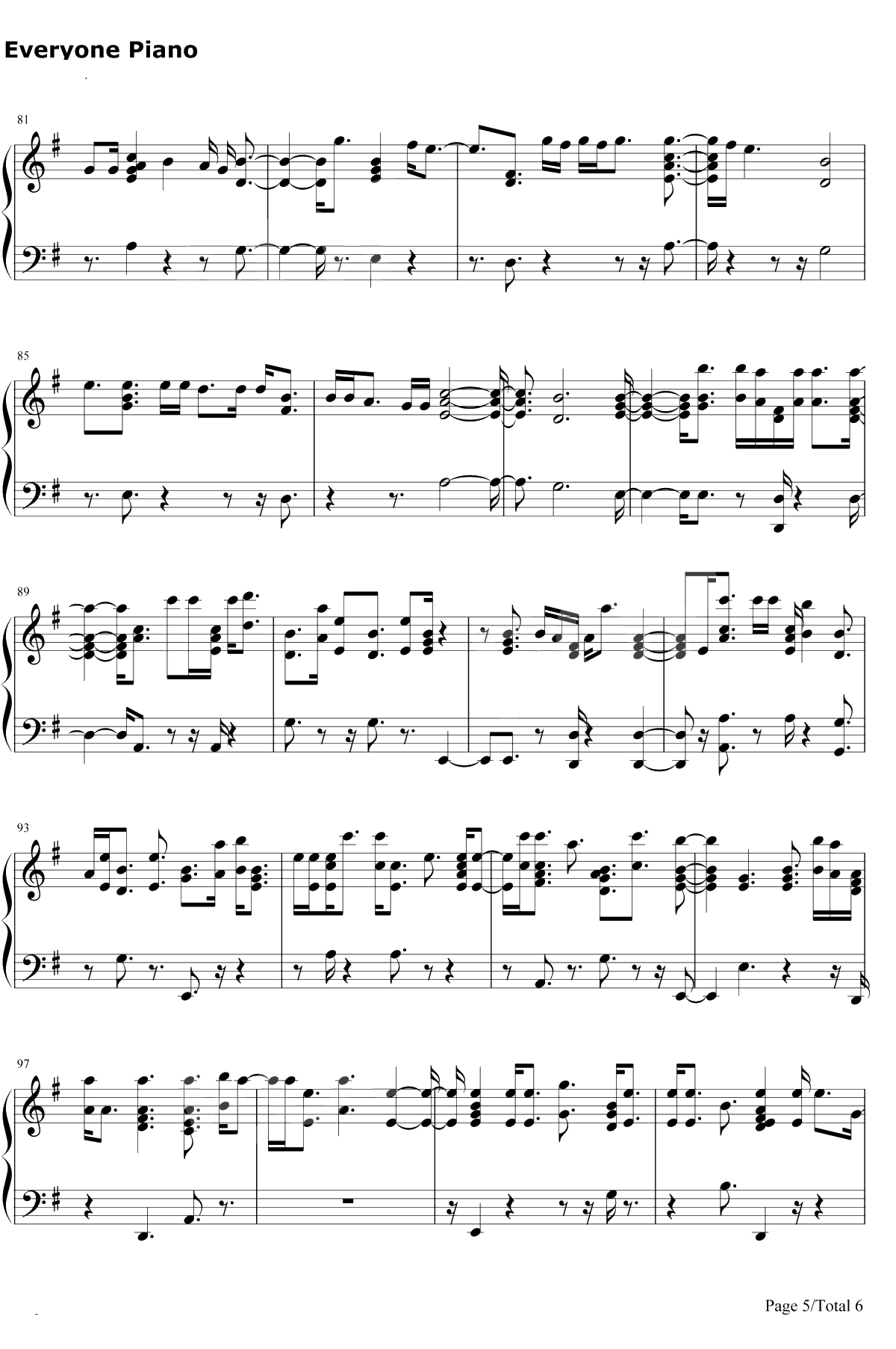 Mad Love钢琴谱-Sean Paul / David Guetta / Becky G5