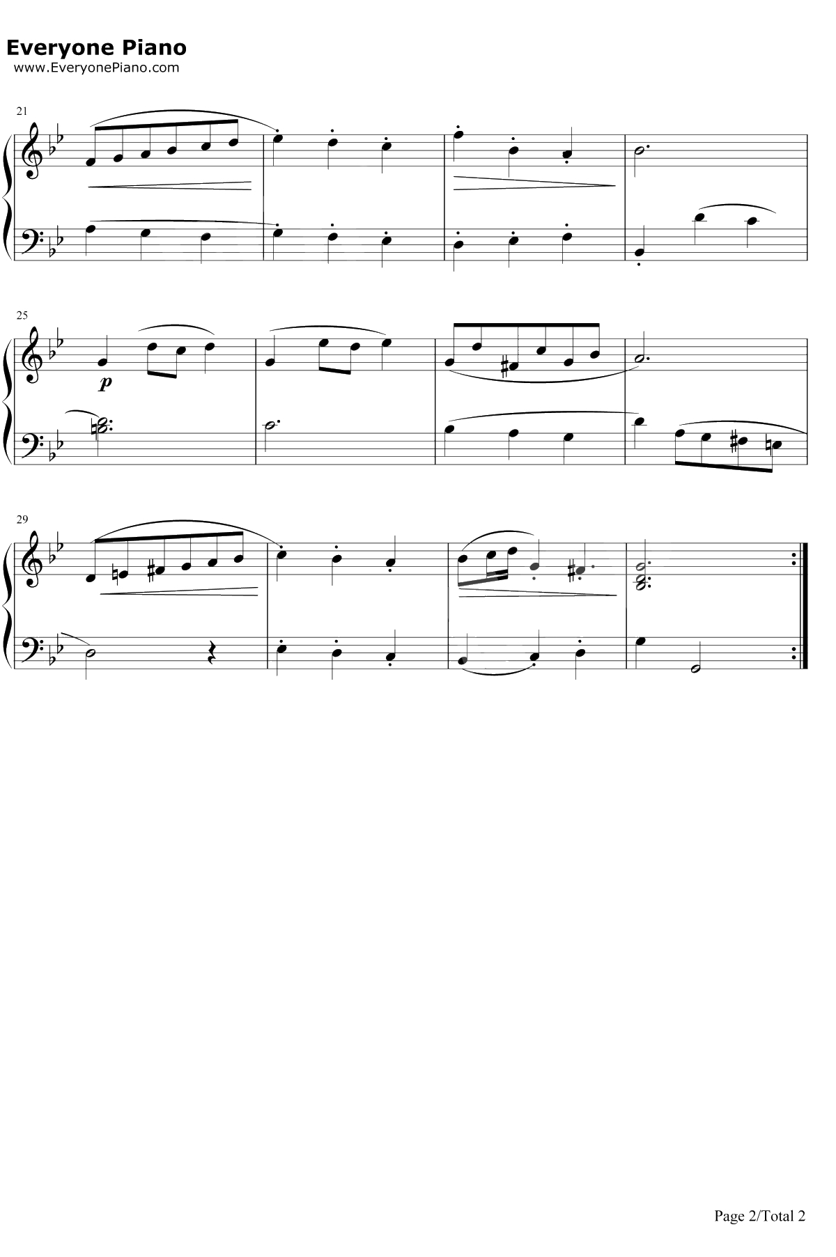 小步舞曲2钢琴谱-巴赫2