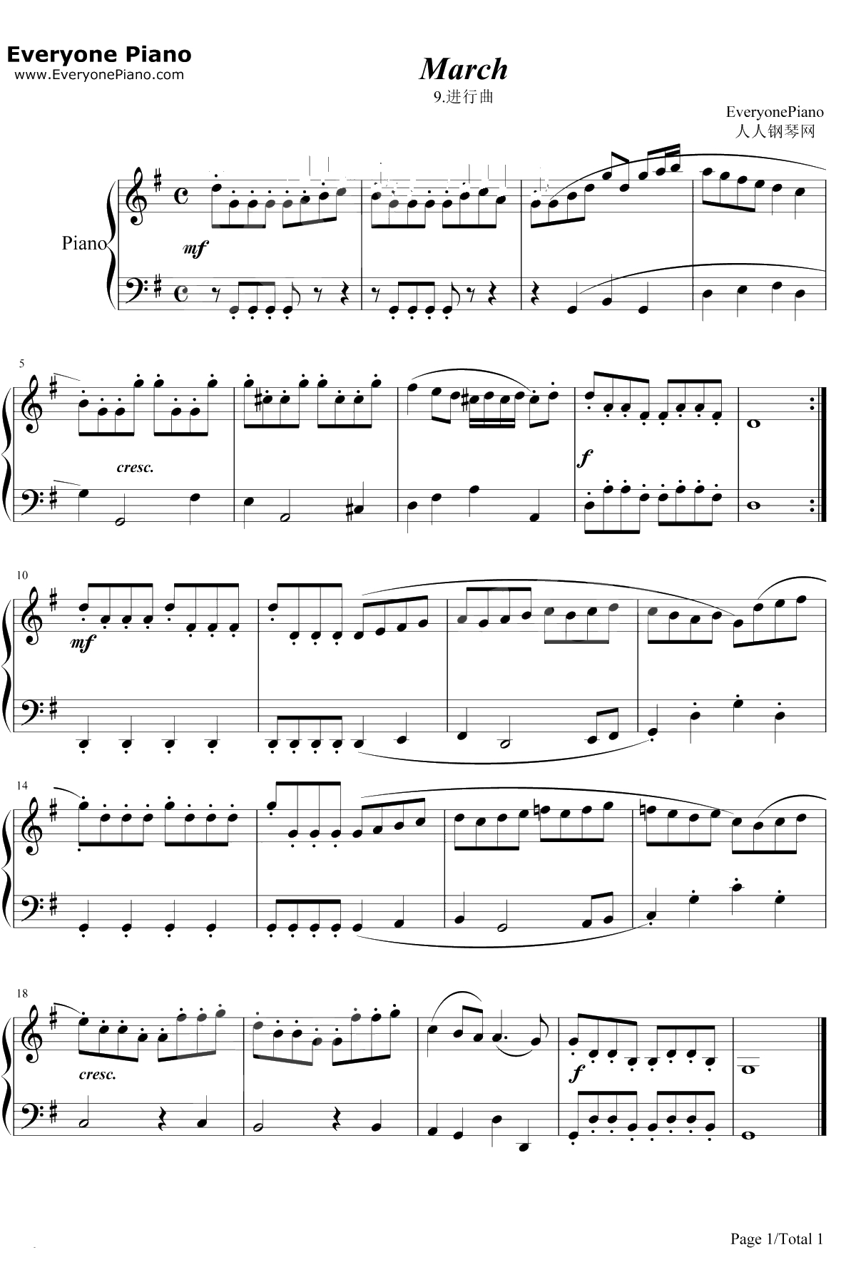 进行曲9钢琴谱-巴赫1