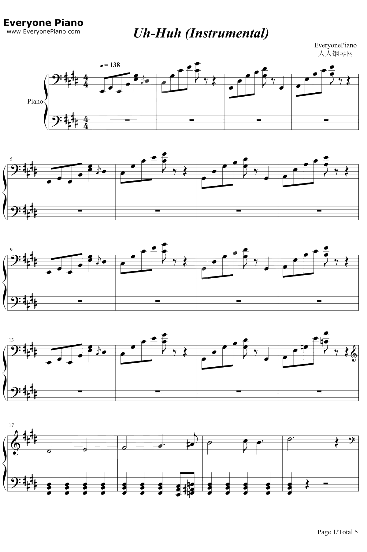 Uh Huh钢琴谱-Julia Michaels1