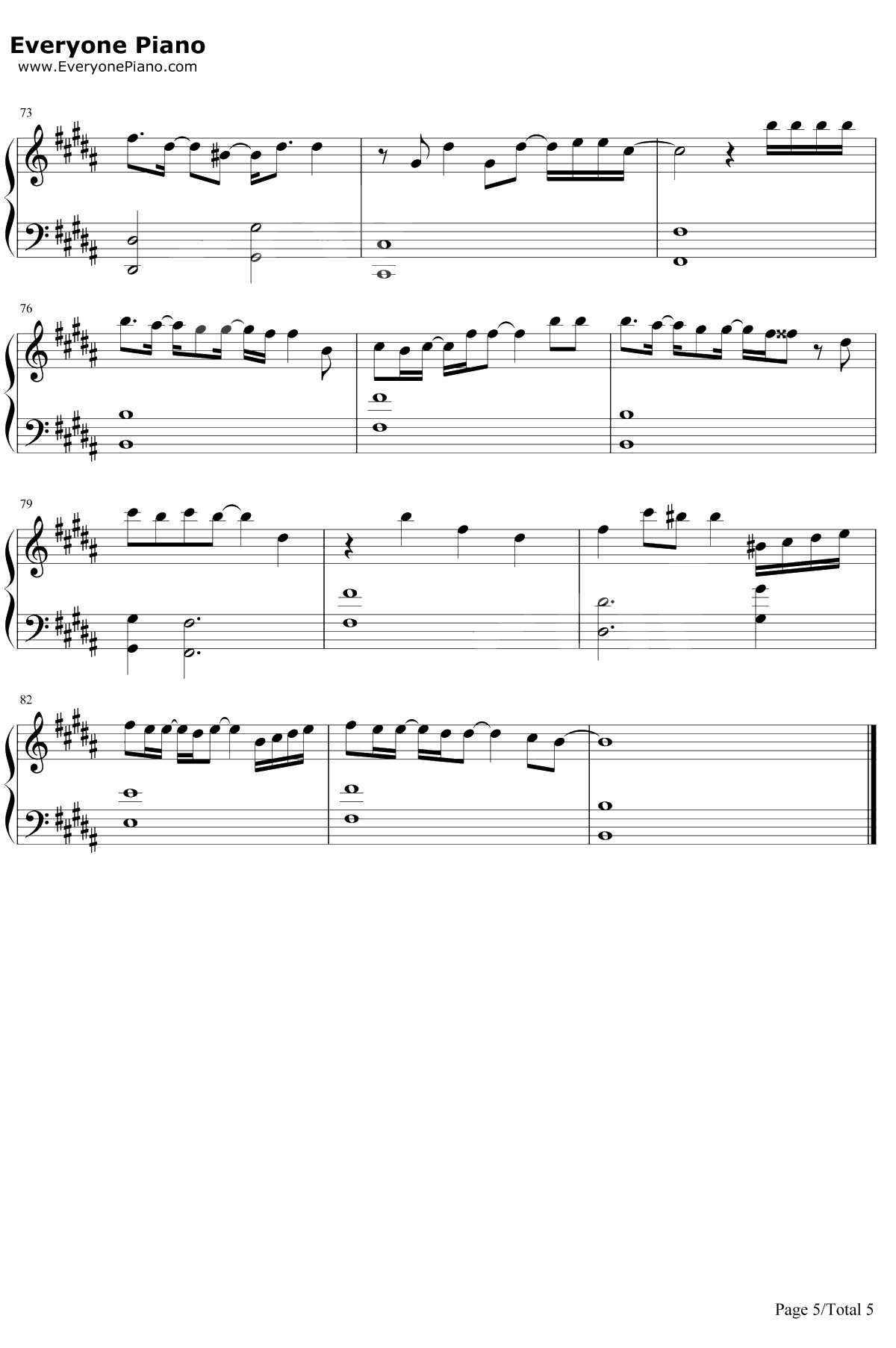 初恋钢琴谱-宇多田光-宇多田光-INeedYou5