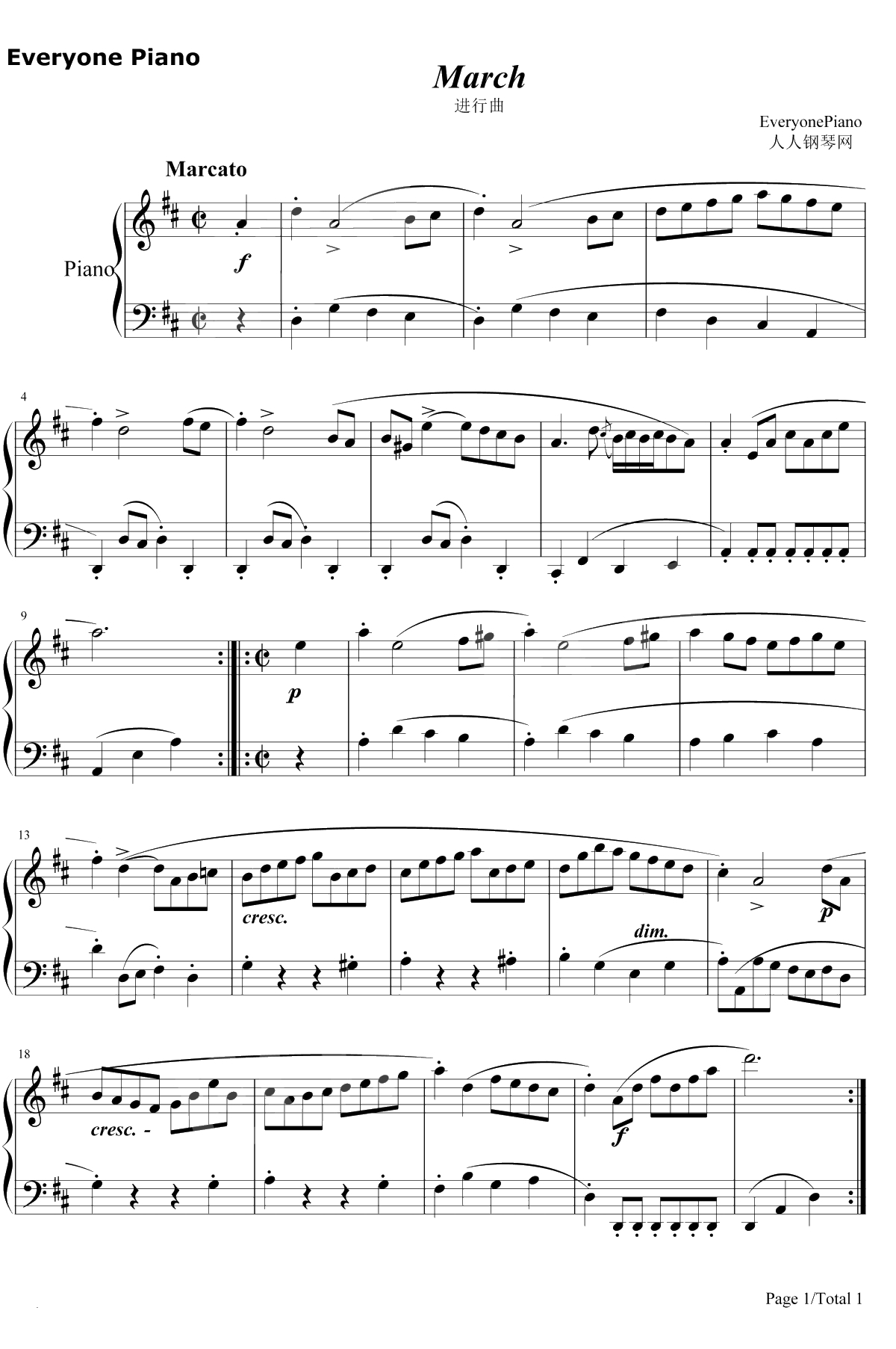 进行曲钢琴谱-巴赫1