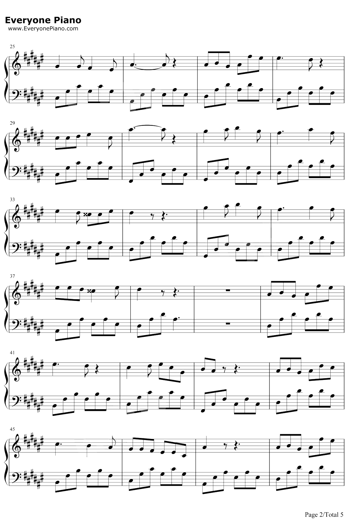 只要平凡钢琴谱-张杰/张碧晨-我不是药神主题曲2