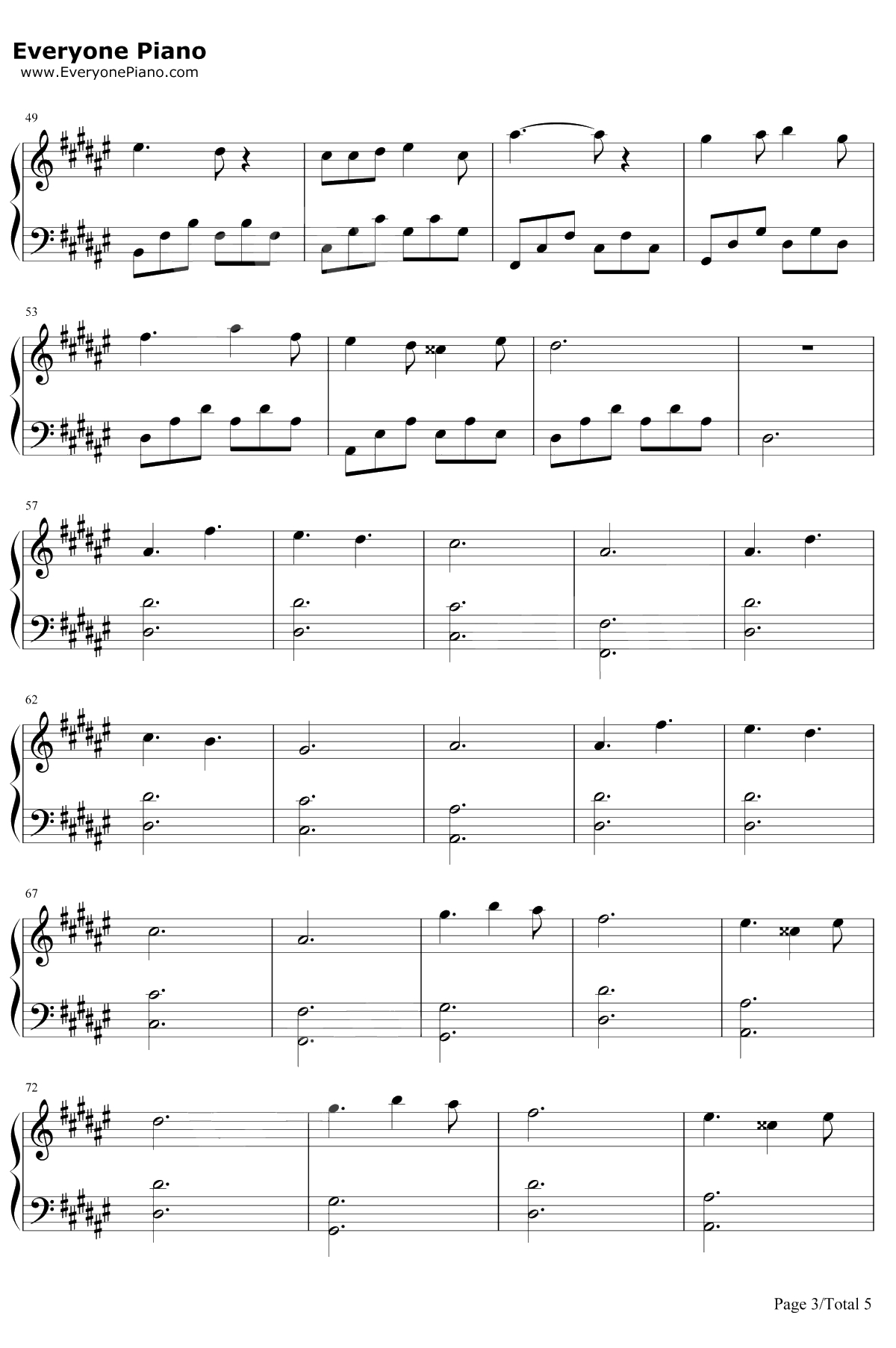 只要平凡钢琴谱-张杰/张碧晨-我不是药神主题曲3