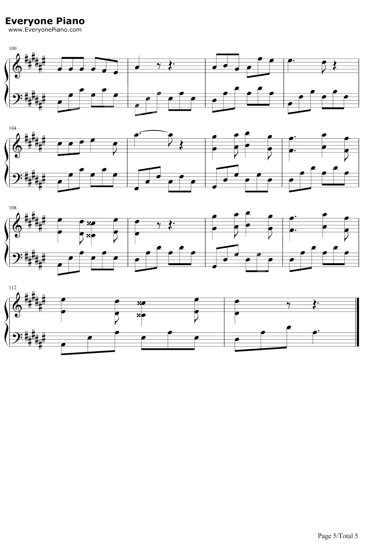 只要平凡钢琴谱-张杰/张碧晨-我不是药神主题曲5