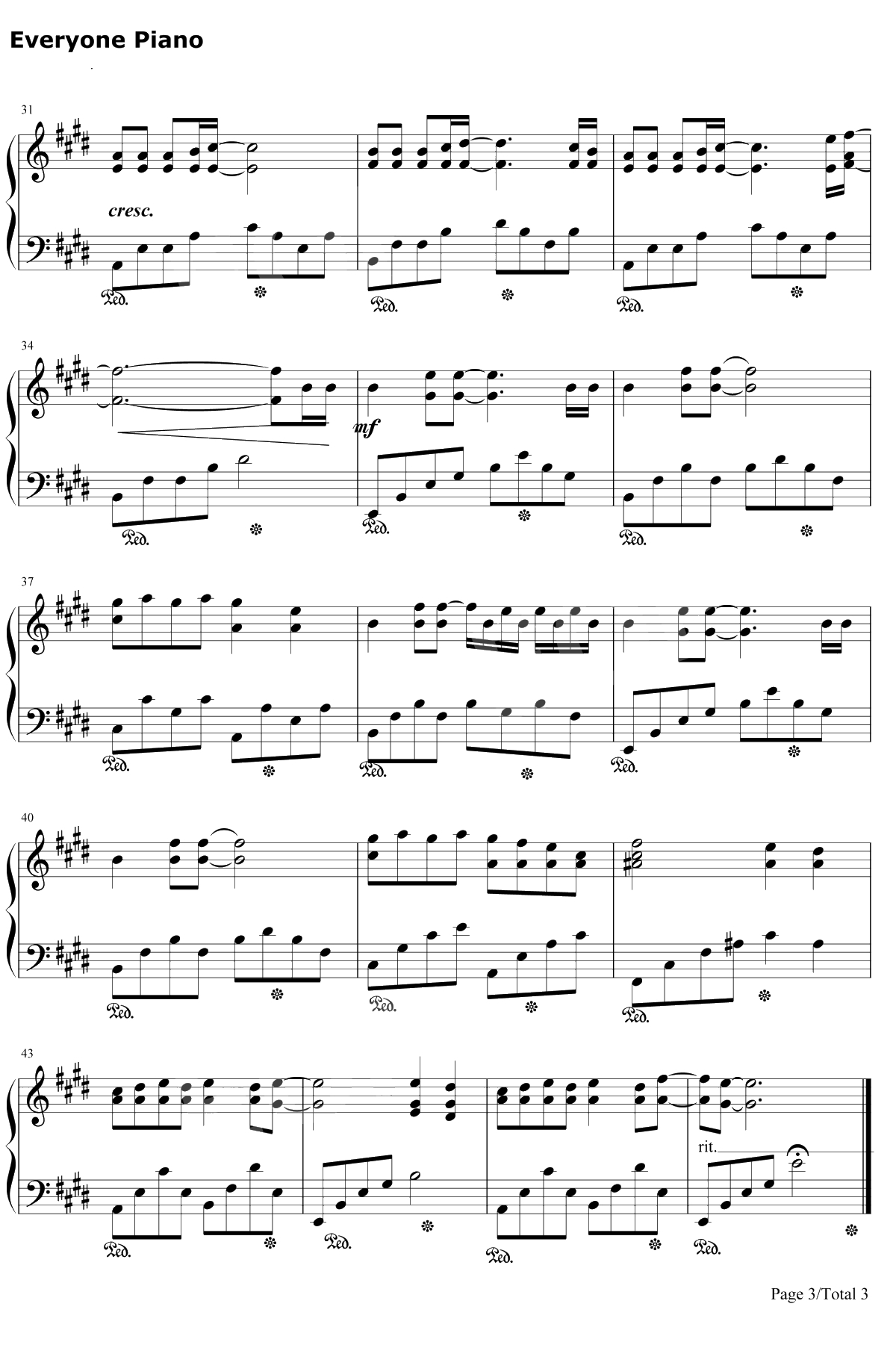 Someone's Watching Over Me钢琴谱-Hilary Duff3