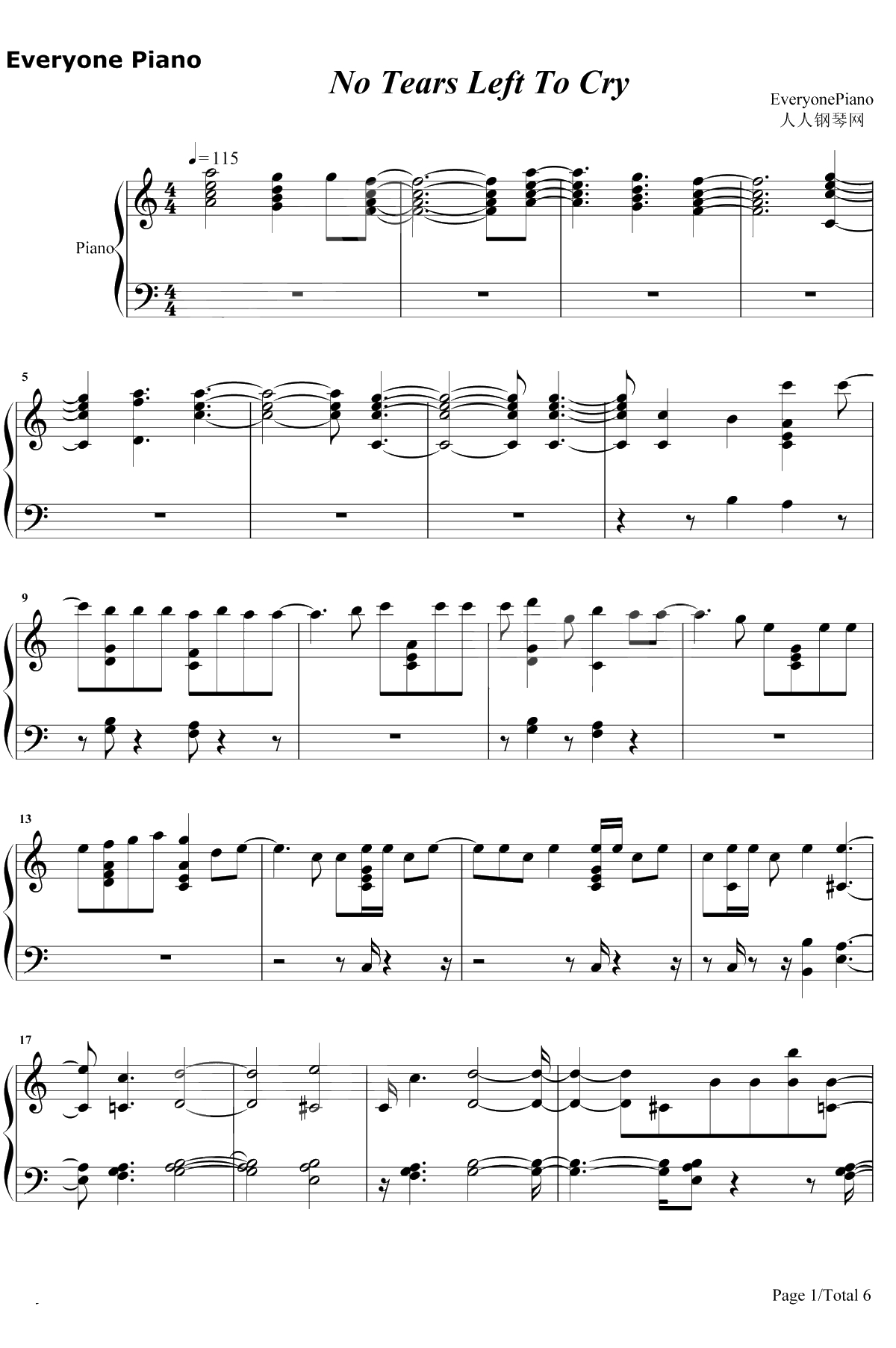 No Tears Left To Cry钢琴谱-Ariana Grande1