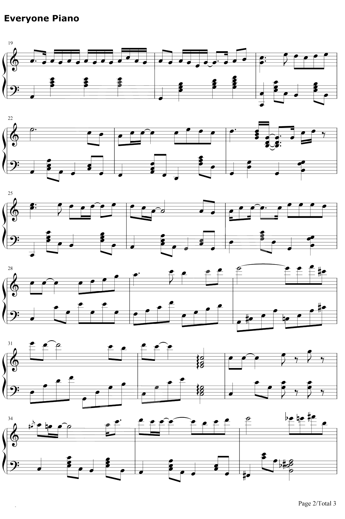 遥远的她钢琴谱-张学友2