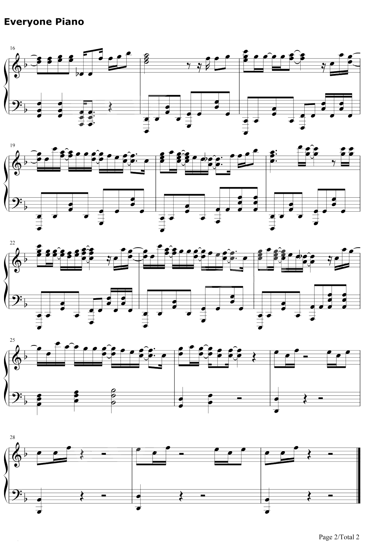 Pray钢琴谱-千菅春香2