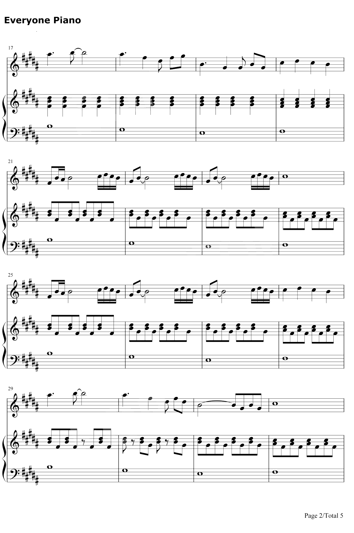 见与不见钢琴谱-张碧晨2