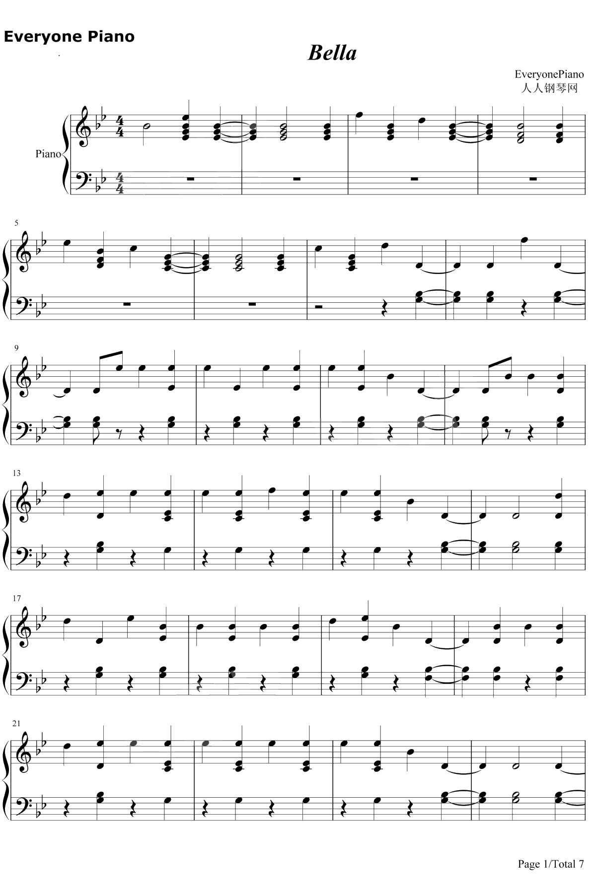 Bella钢琴谱-Wolfine1