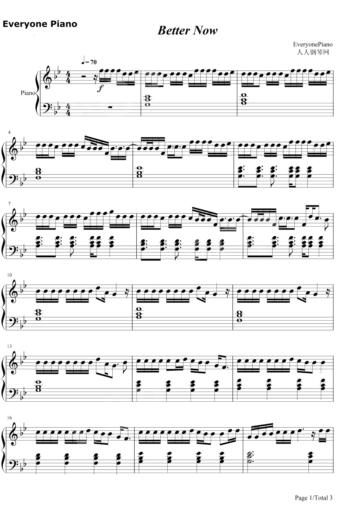 Better Now钢琴谱-Post Malone1