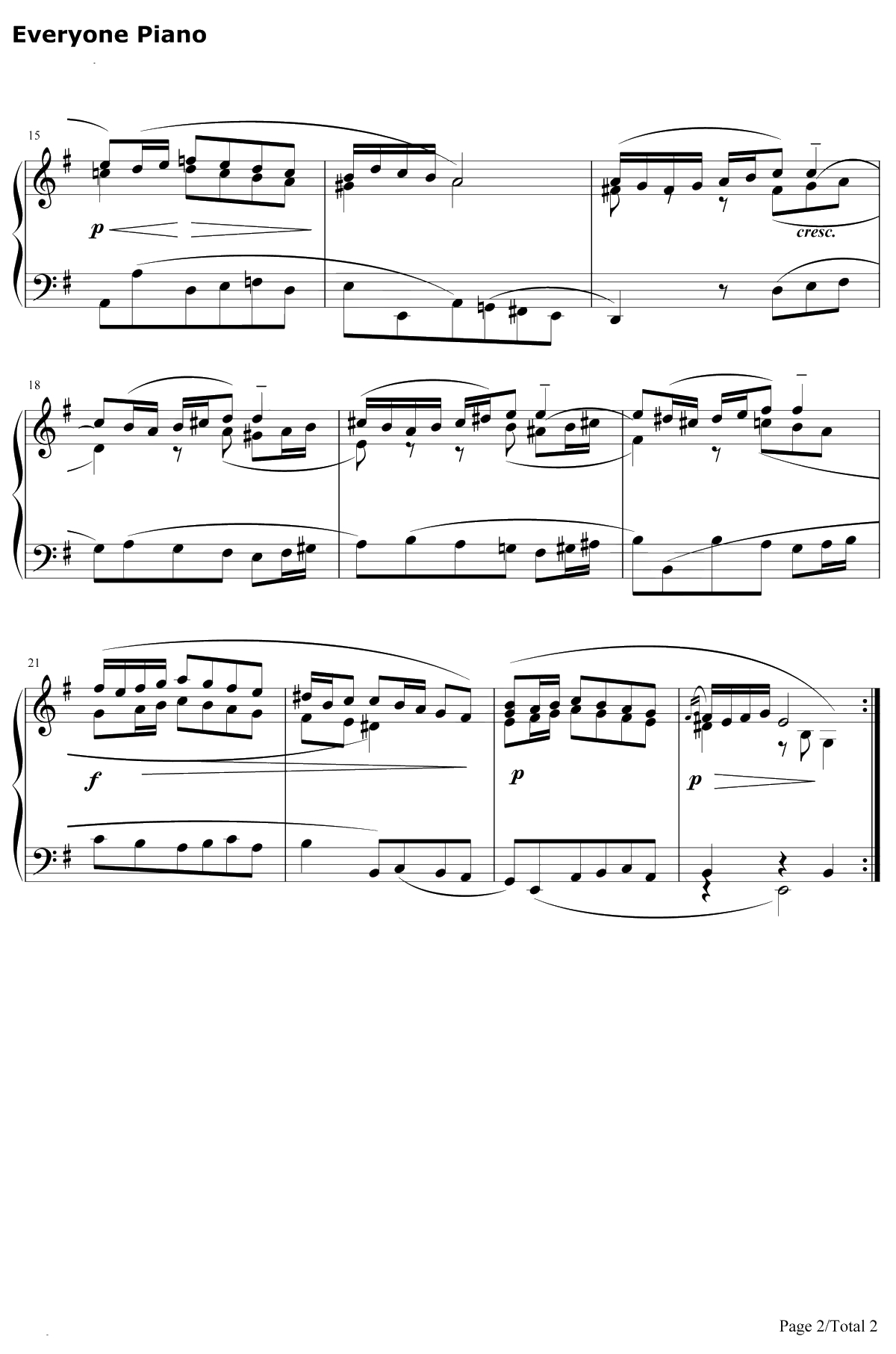 萨拉班德舞曲26钢琴谱-巴赫-巴赫初级钢琴曲集2