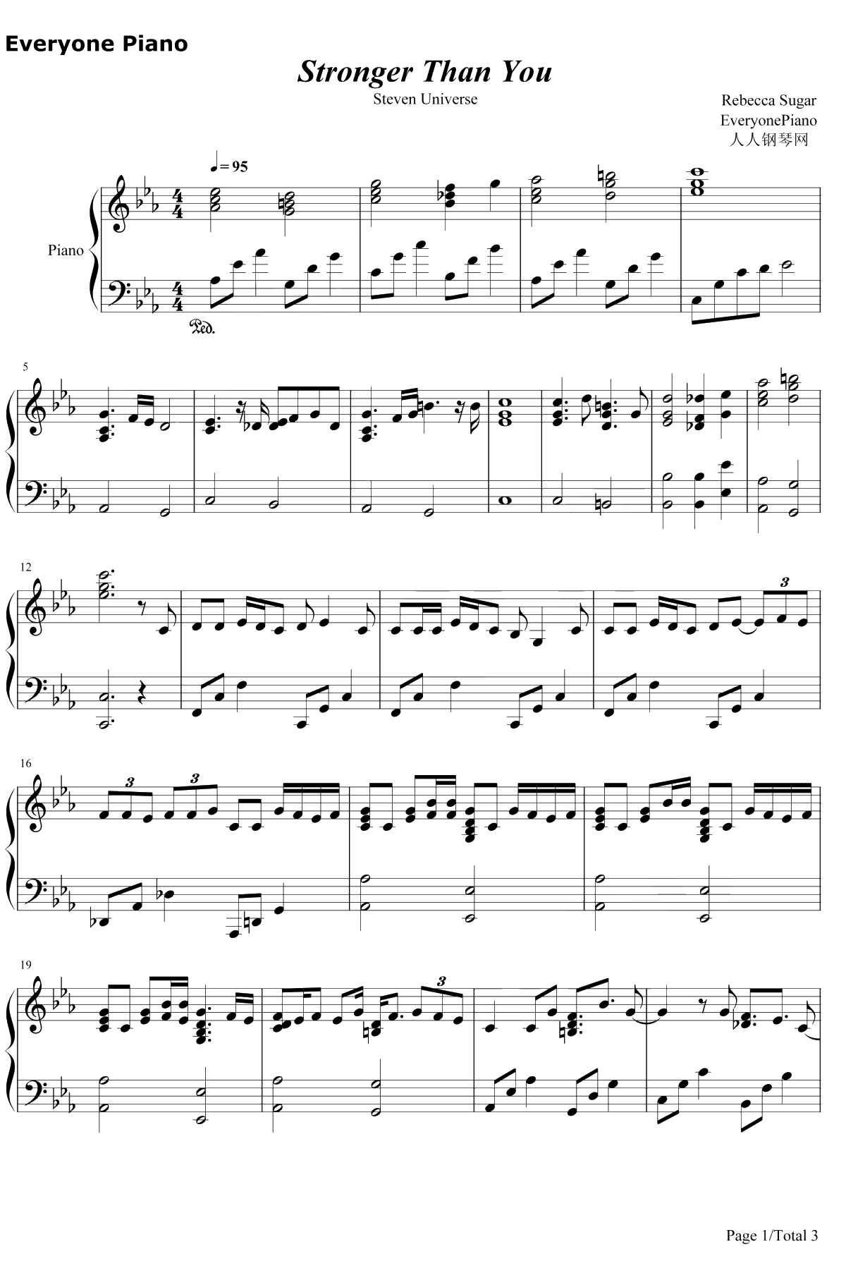 Stronger Than You钢琴谱-Estelle-史帝芬宇宙OST1