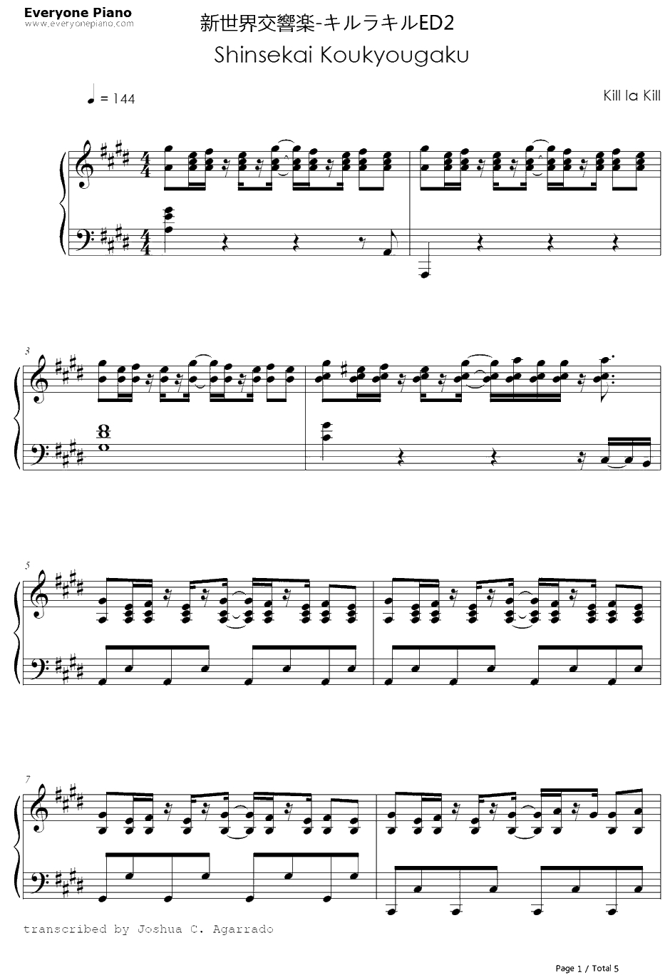 新世界交响楽钢琴谱-さよならポニーテール-斩服少女ED21