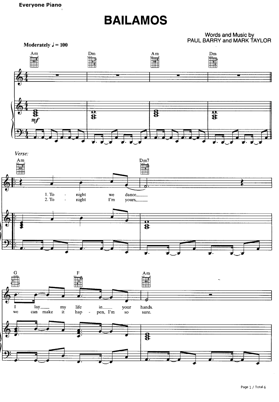 Bailamos钢琴谱-EnriqueIglesias1