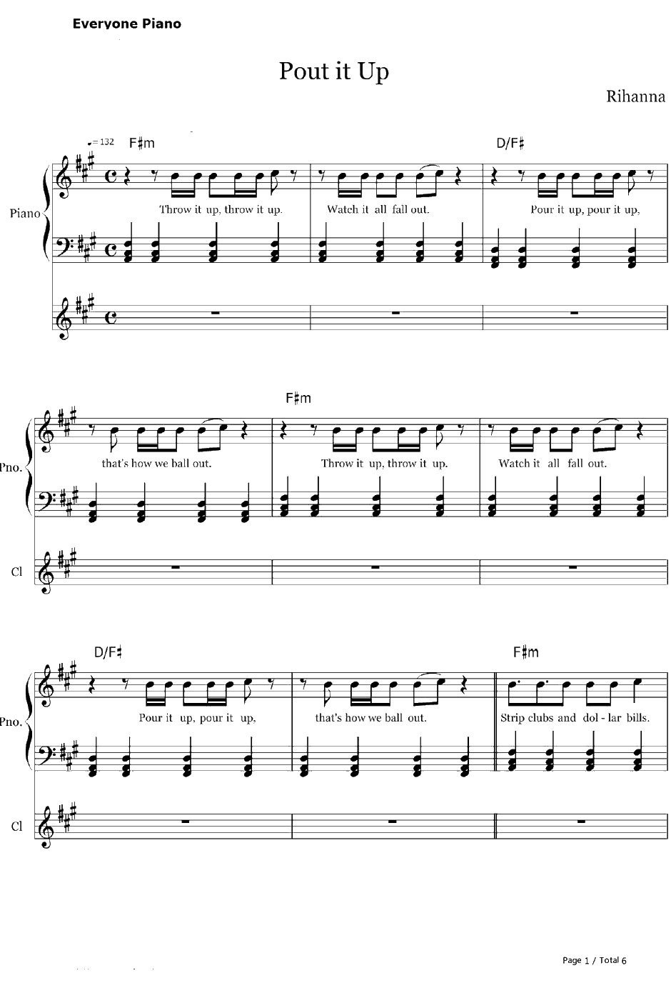 Pour It Up钢琴谱-Rihanna1