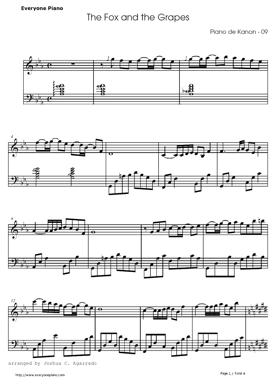 The Fox and the Grapes钢琴谱-OdiakeS-KanonOST1