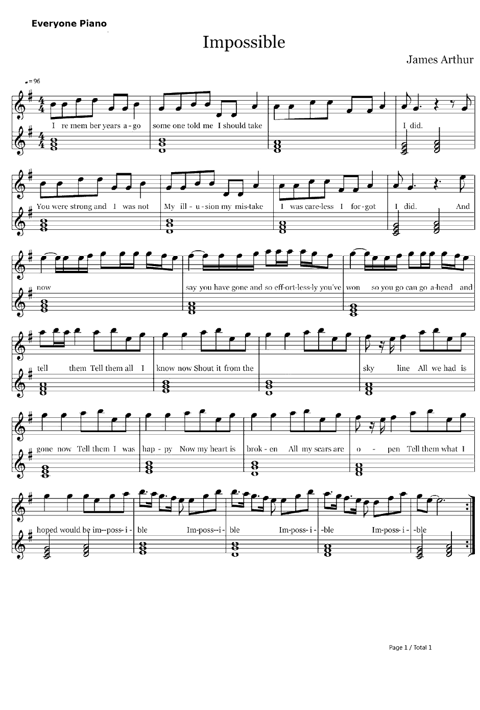 Impossible钢琴谱-JamesArthur1