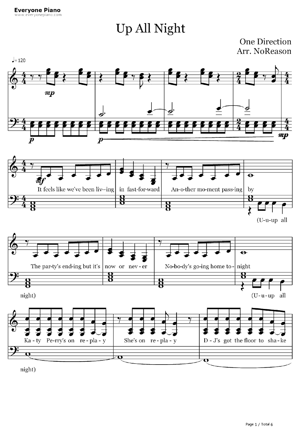 Up All Night钢琴谱-OneDirection1