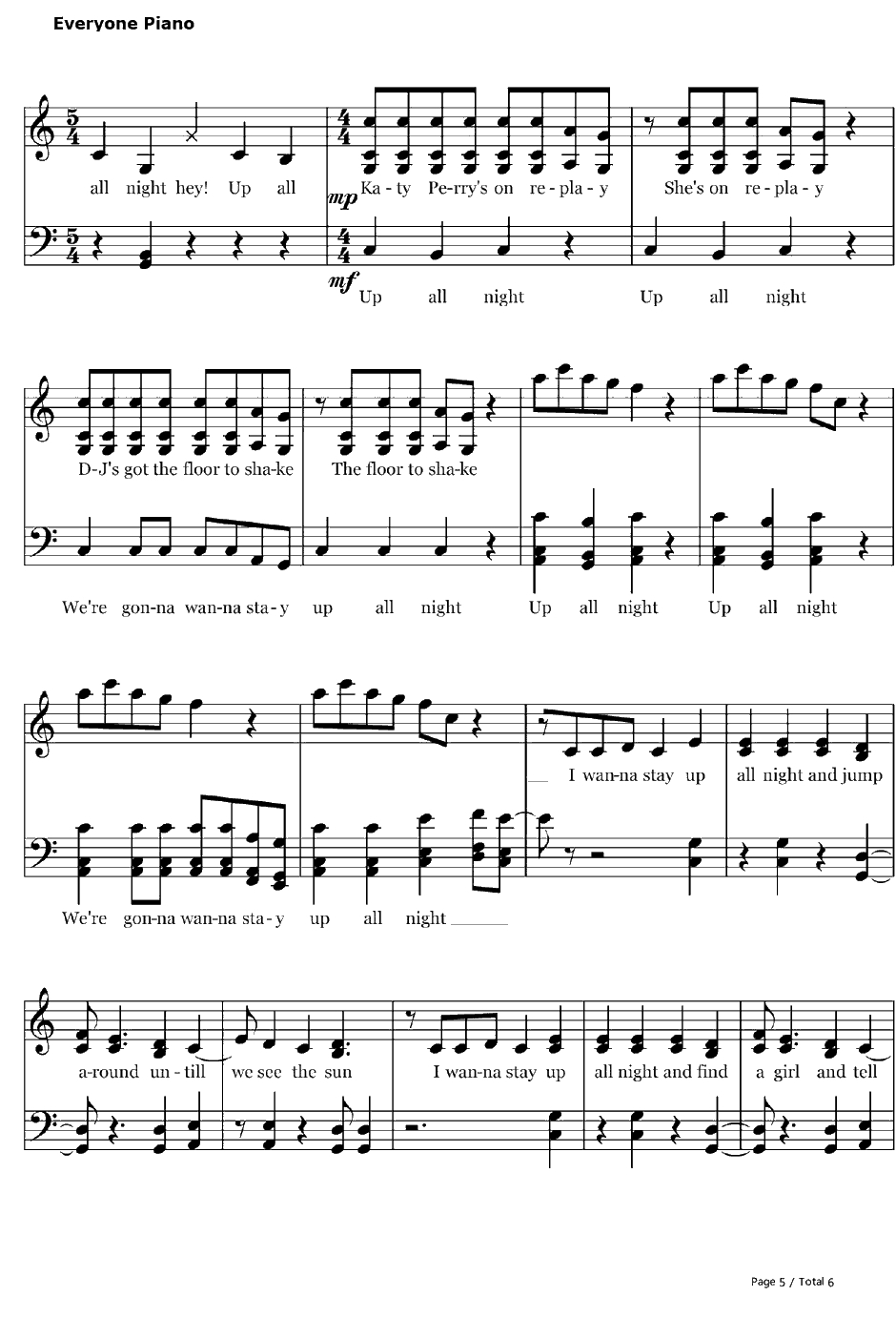 Up All Night钢琴谱-OneDirection5