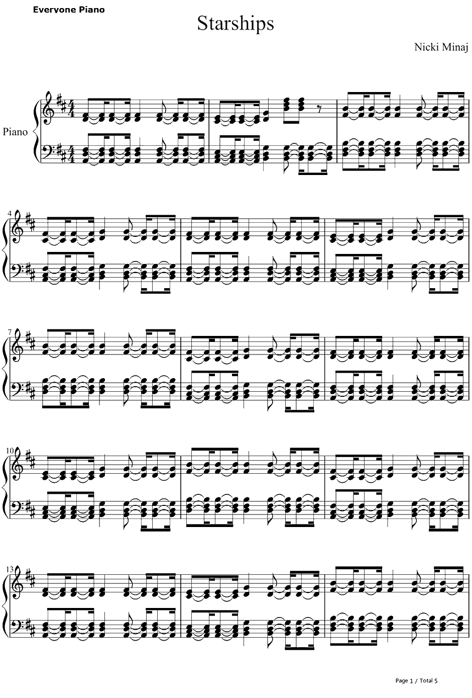 Starships伴奏钢琴谱-NickiMinaj1