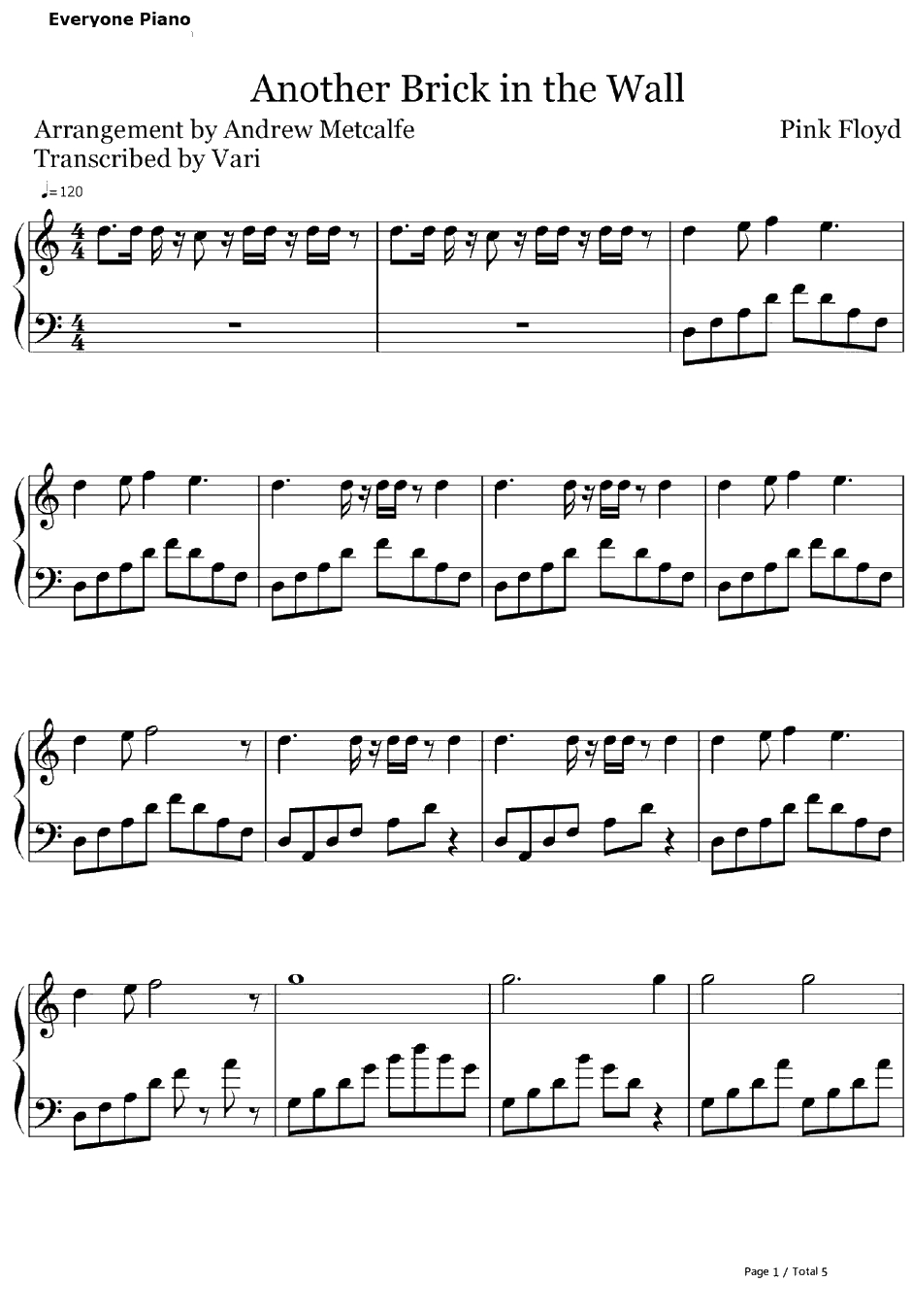 Another Brick in the Wall钢琴谱-PinkFloyd1