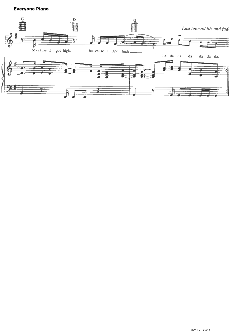 Because I GotHigh钢琴谱-Afroman3