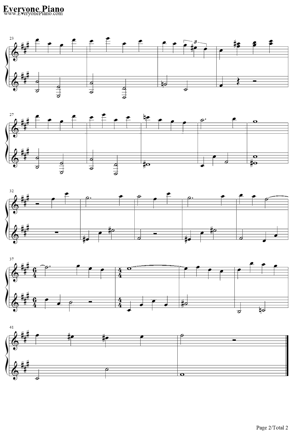 Lilium钢琴谱-小黑久美子（野间）-妖精的旋律OP-八音盒版2