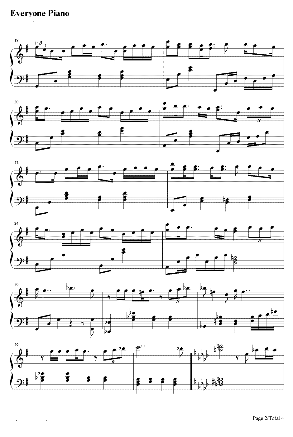 一笑而过钢琴谱-那英2