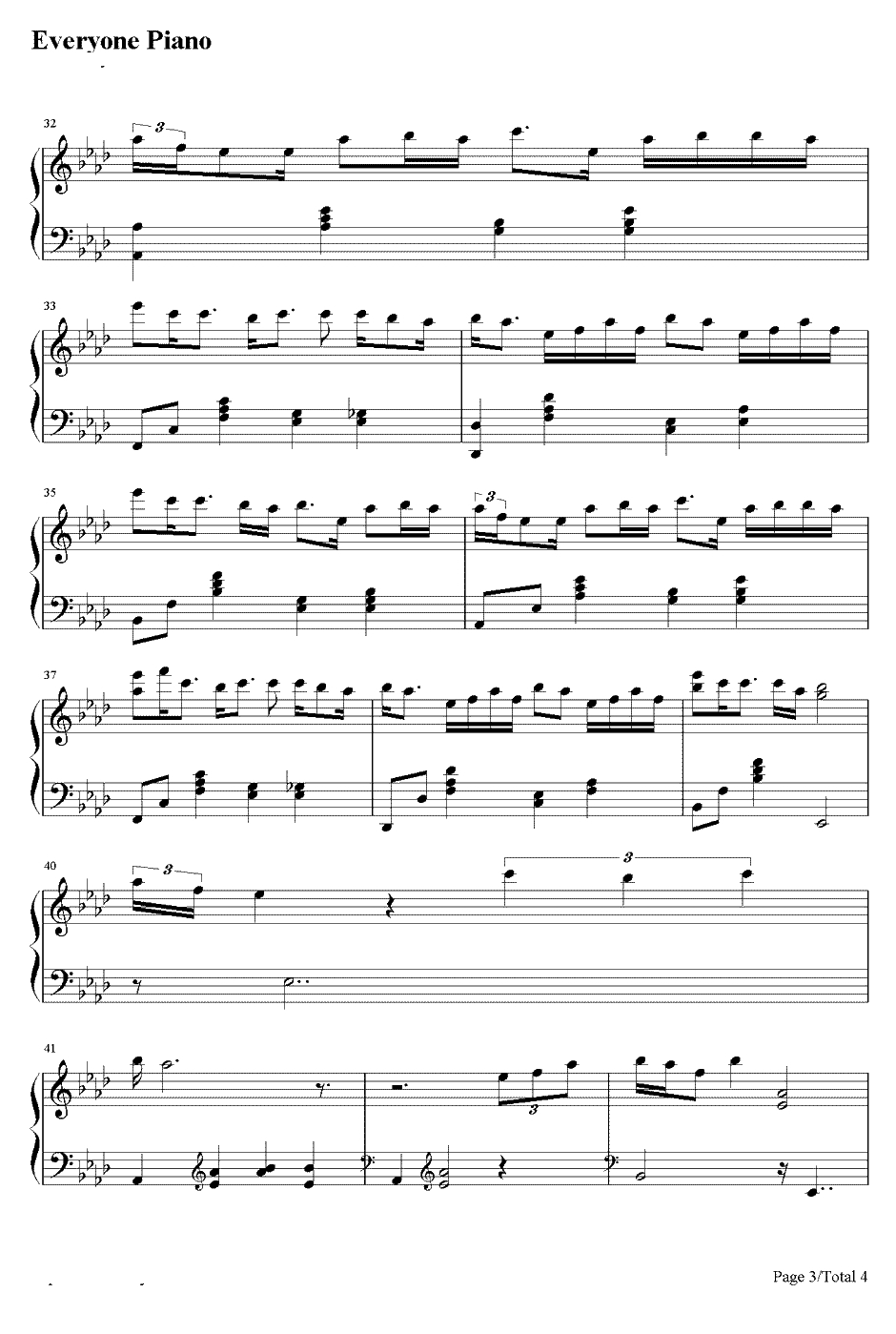 一笑而过钢琴谱-那英3